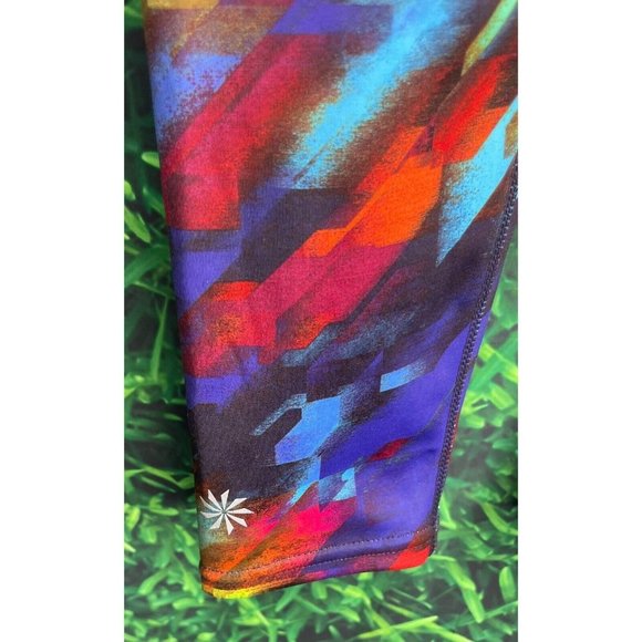 Athleta Sonar Colorburst Leggings Colorful Women’s XS Stretch Back Zip Pocket - Picture 3 of 5